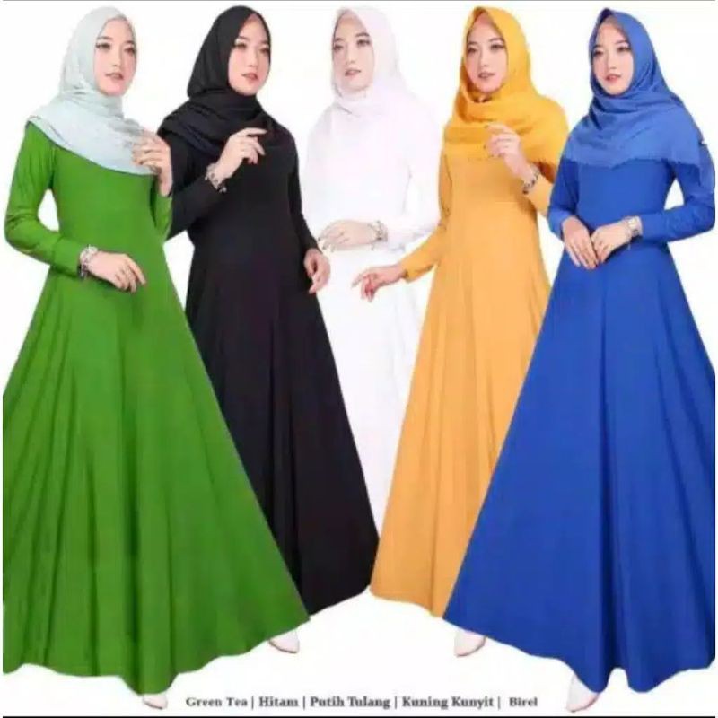 gamis Jersey polos fashion pakaian wanita