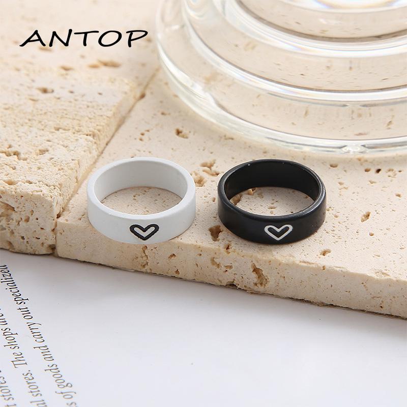 2pcs Cincin Bentuk Hati Untuk Pasangan