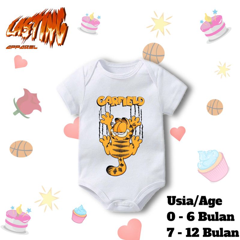kaos baju bayi GARFIELD tshirt KOMIK KARTUN GARFIELD jumper baby kids kaus pendek usia 0 1 2 3 4 5 6