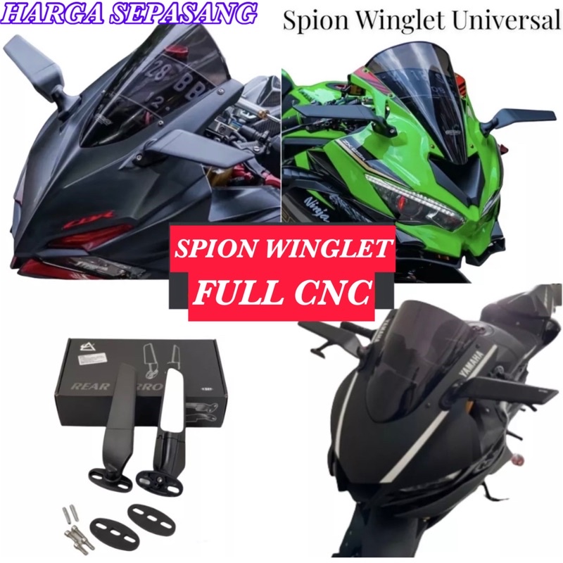 SPION WINGLET STEALTH MODEL RIZOMA F22 R ZX25R NINJA 250FI KARBU CBR R15 R25 NMAX NEW NMAX OLD UNIVERSAL SEMUA MOTOR SPION KAWASAKI ZX 10R / SPION WINGLET ZX25R / SPION FAIRING R25 R15 CBR250RR ZX636 NMAX PCX SPION WINGLET FULL CNC