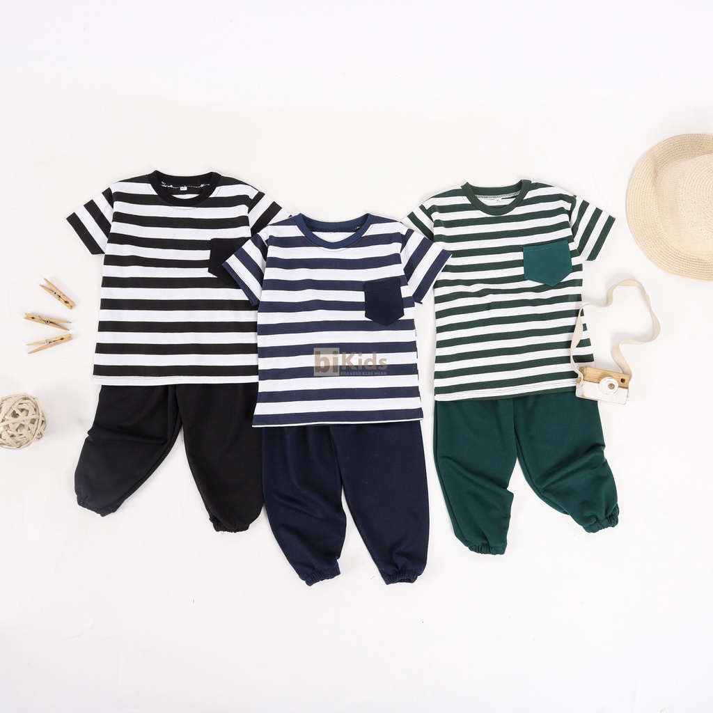 9.9 SALE SETELAN ANAK SALUR| SET KIANO SALUR KIDS | SET STRIPE CATTON COMBED 30s 1-7TH