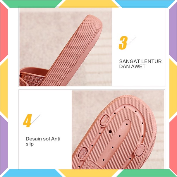 L1920-15 Sandal Slop Gliter Wanita Wonderly Sendal Selop Glitter Cewek Ban 2 Karet Import Glanzton