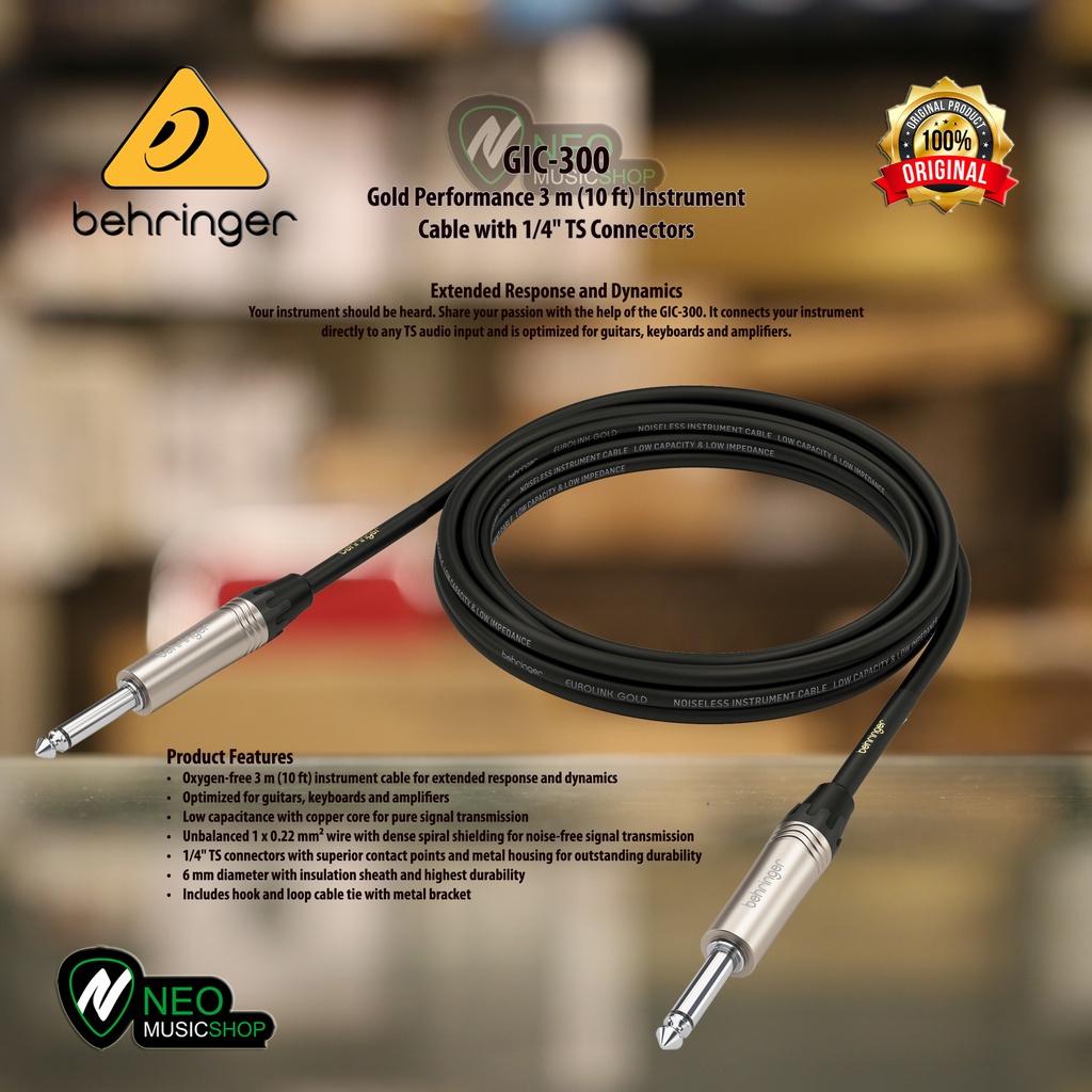 Behringer GIC-300 Gold Performance 3 m (10 ft) Instrument Cable