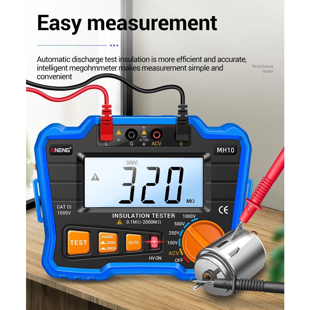 POPULAR Populer Meteran Megohmmeter Digital Presisi Tinggi Isolasi Earth Resistance Meter Tester Kabel Voltmeter