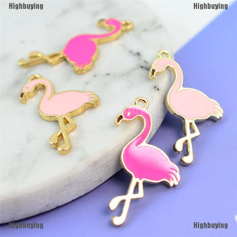 Liontin Enamel Bentuk Flamingo Untuk Perhiasan Kalung Dan Gelang