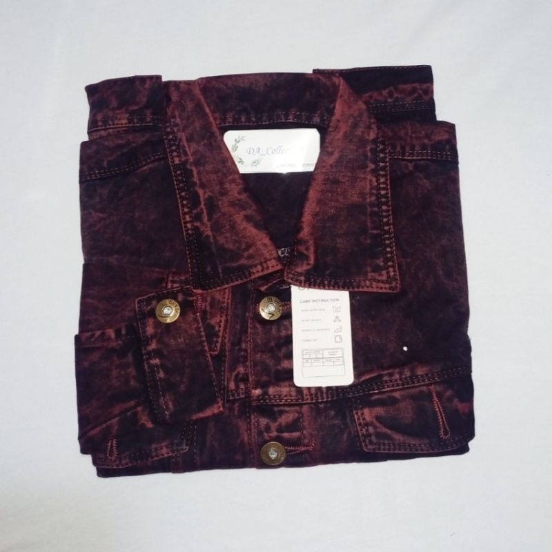 JAKET JEANS WANITA CROPTY-JAKET JEANS SNOW-JAKET JEANS CEWEK(jaket jeanswash)-snow Marun