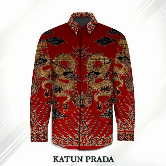 bahan batik tulis prada emas motif naga 1011KM