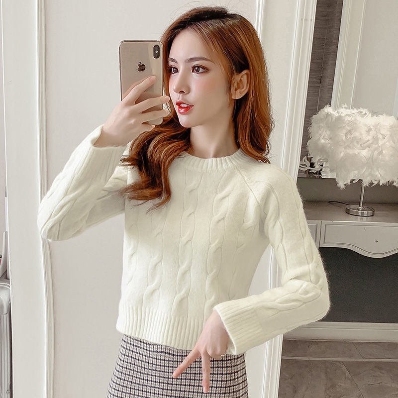 Sweater Putih Wanita Rajut Oversize Baju Wanita Kekinian Sweater Lucu Blouse Putih