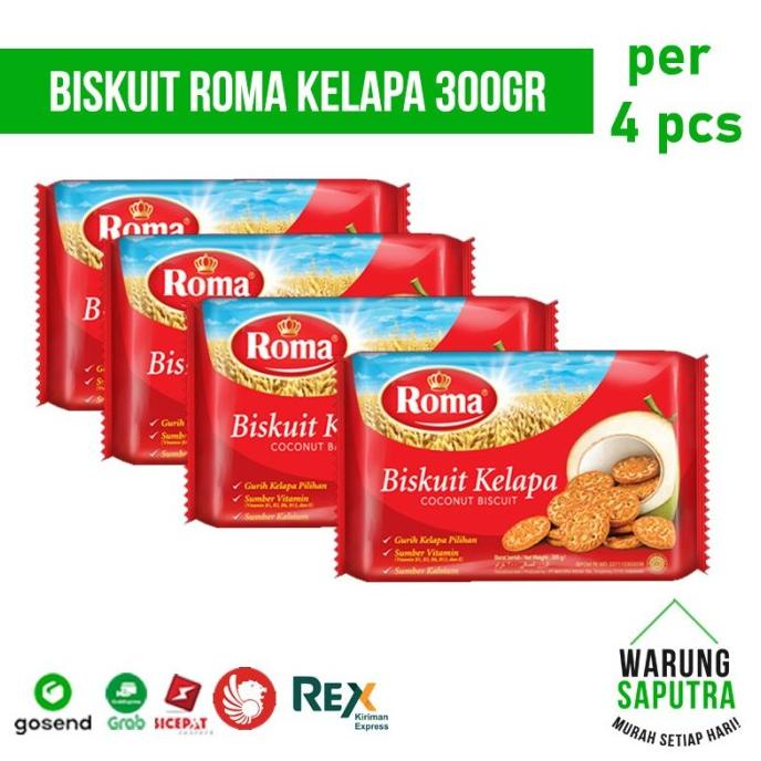 

'+'+'+'+] Paket Bundle Biskuit / Biscuits Roma Kelapa 300g Per 4 Pcs