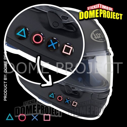 STIKER PLAYSTATION BUTTON STIKER EMBLEM LENTUR TIMBUL STIKER 3D AKSESORIS SEPEDA MOTOR