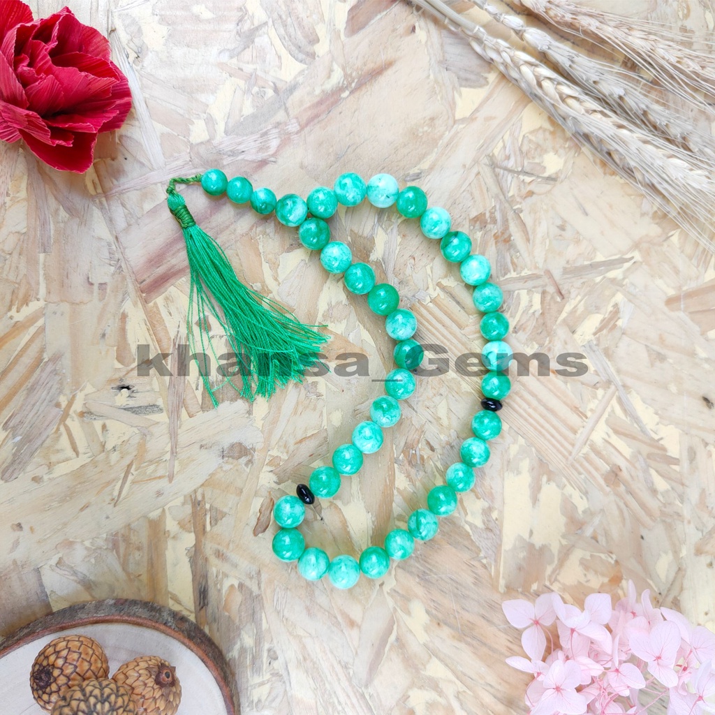 TASBIH BATU GIOK BIRMA HIJAU DIM 10MM ISI 33 BUTIR PERLENGKAPAN IBADAH SHOLAT DZIKIR FASHION MUSLIM