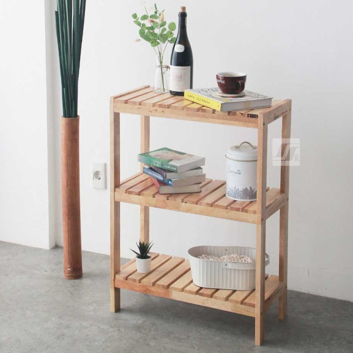 Rak Kayu 3 susun Serbaguna Rak Sepatu Dekorasi Aesthetic no Meja Laci