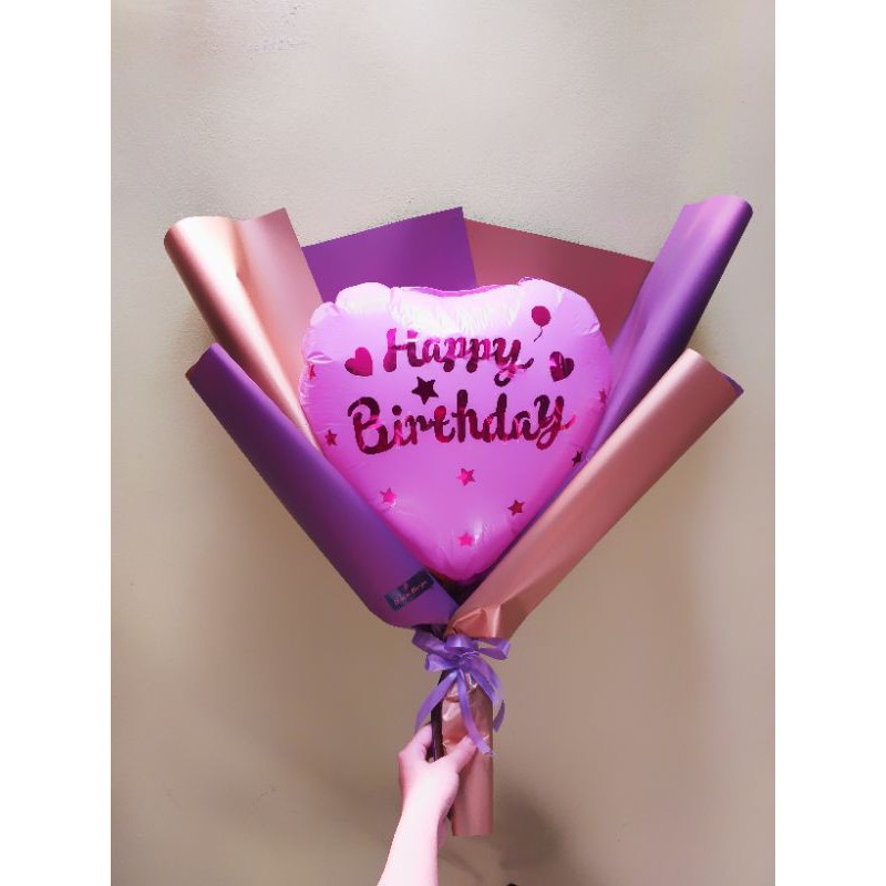 Buket Balon Hati Foil Besar Hadiah Ulangtahun Bouquet Flowers Hampers Souvenir Gift Bunga Wisuda
