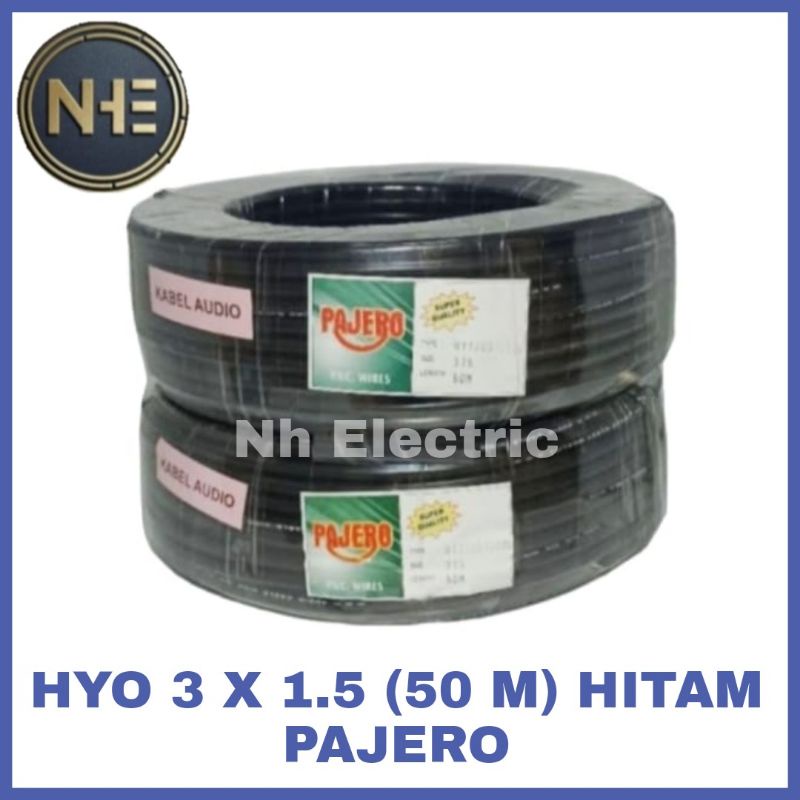 Kabel Listrik Hyo 3x1,5mm Hitam 50 Yard Pajero - Kabel Serabut Hyo 3x1.5mm 50Y Black Pajero - Kabel Pompa Satelit/Sibel/Submersibel 3x1,5 Hitam 50 Y Pajero