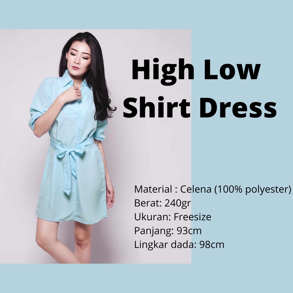 High Low Shirt Dress Baju  Wanita