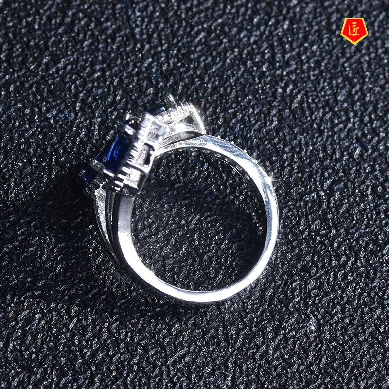 [Ready Stock]Creative New Inlaid Imitation Natural Sapphire Ring