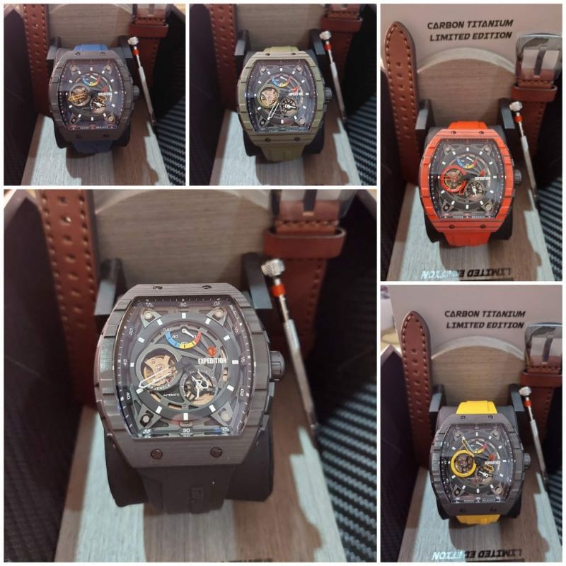 JAM TANGAN PRIA EXPEDITION E6782 6782 E 6782 CARBON TITANIUM ORIGINAL RUBBER