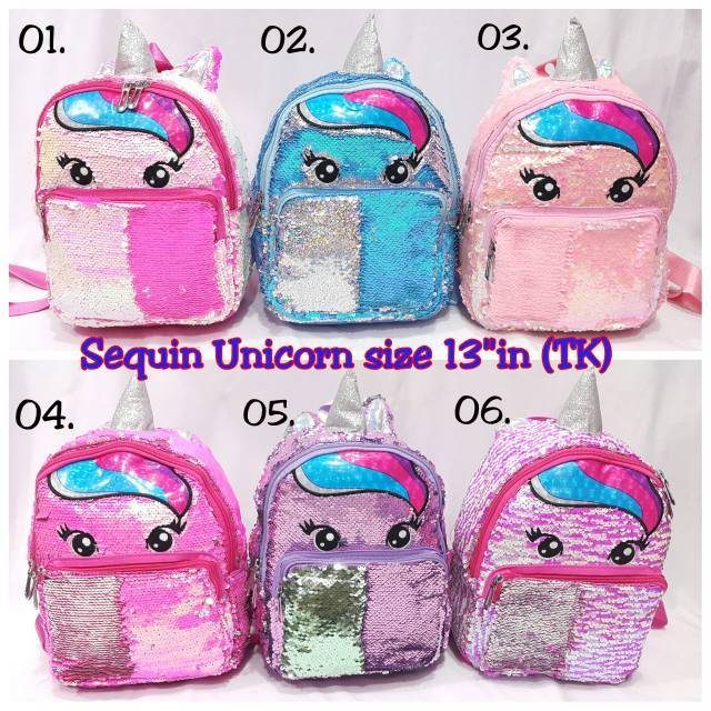 JOYELSY - Tas ransel  13&quot; Sequin Unicorn tanduk