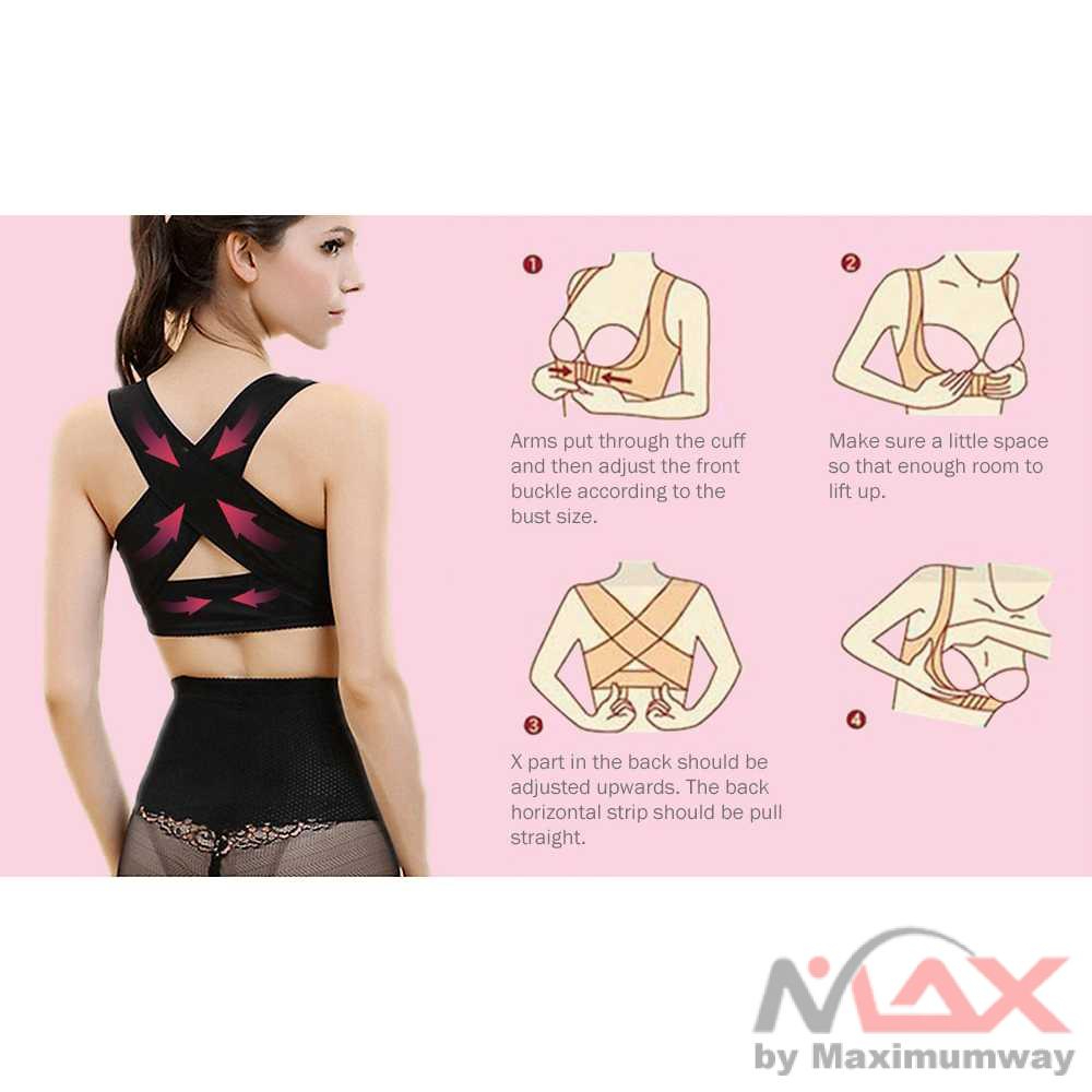 Korset memperindah bentuk payudara terlihat besar berisi memperbesar bentuk tubuh lebih indah tidak terlihat sembunyi dibalik baju Genkent Korset Tali Body Harness Punggung Breast Support wanita cewek percaya diri Back Support Brace Belt Women Posture