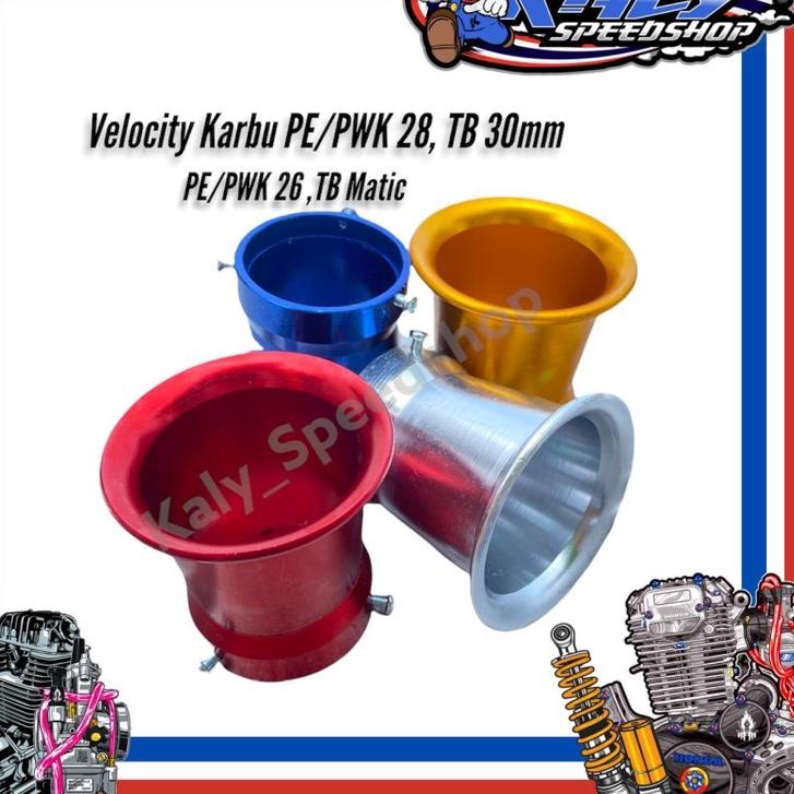 (PALING DICARI) Velocity Throotle Body 26,28,30,32,34  & Karbu PE 26 & PE/PWK 28 panjang 7cm CNC