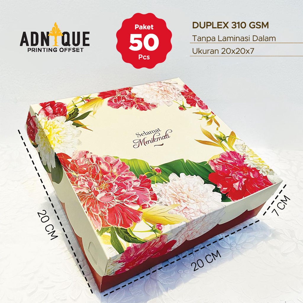 

Paket 50 Pcs Dus Kotak Nasi Motif RED FLOWER Ukuran jadi P20 L20 T7 cm