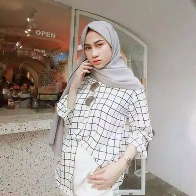 fanesafashion kemeja kotak wanita LD100 CM-5