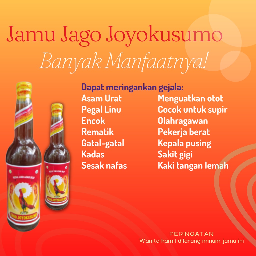 Jamu Tradisional Jawa Asli Cap Jago Joyokusumo Pegal Linu Asam Urat 600ml Paket 12 Botol Mujarab Produk Asli Herbal Alami