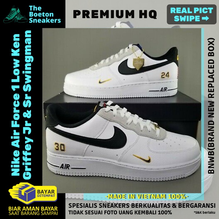 Sepatu Nike Air Force 1 Low Ken Griffey Jr & Sr Swingman Sneakers Pria Sneaker Cowok Import Premium