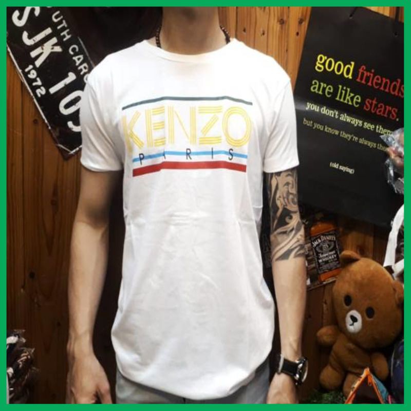 Kaos Kekinian ICO pria black and white kenzo DA SA Import Kaos Premium