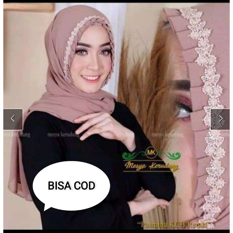 Jilbab Pasmina Kcb Renda Premium Babydoll/Pasmina Kcb Renda Daun Gratis Ongkir