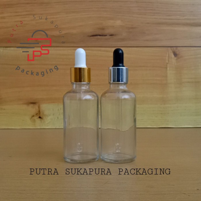 Botol Kaca Pipet 50Ml Natural Tebal/Botol Tetes Serum 50Ml
