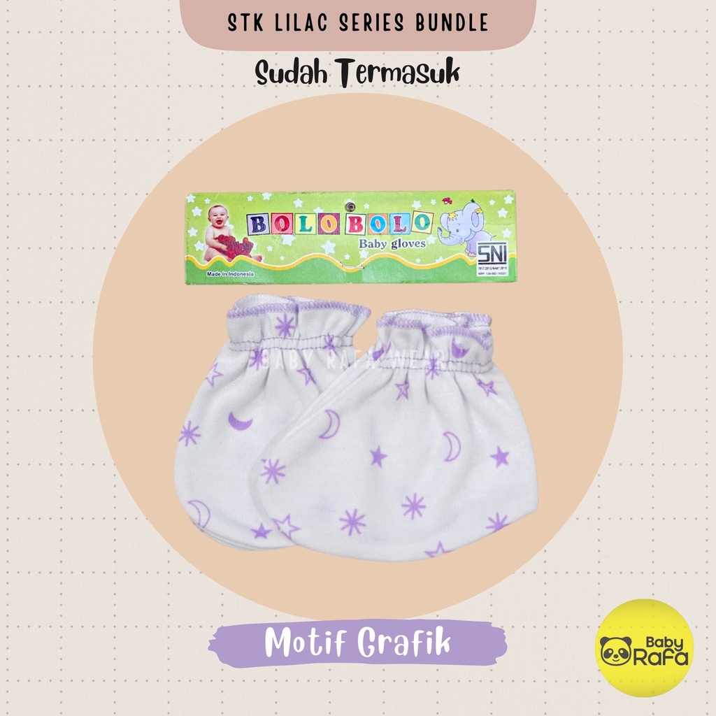 Serian Lilac - 3 pcs/set Sarung Tangan Bayi dan Kaos Kaki Bayi LILAC SERIES Merk SNI Bolo Bolo