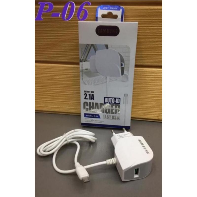 Charger Samsung P-06 + Colokan USB (Bisa untuk All type HP Android yang lain)