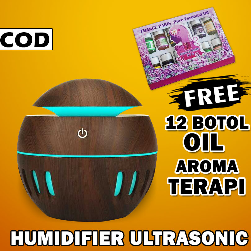 Humidifier Diffuser Aromaterapi Essential Oil Aromatherapy Disfuser Ultrasonic Pelembab Udara Pengharum Ruangan-Bulat - Ukir
