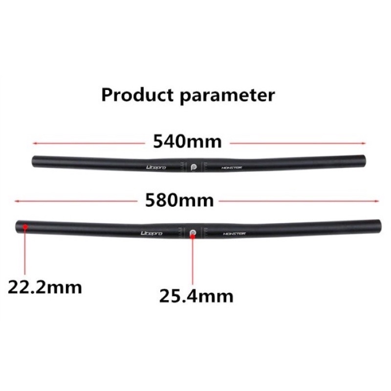 PROMO ***Handlebar Stang Litepro Monster 25,4x580mm Sepeda lipat