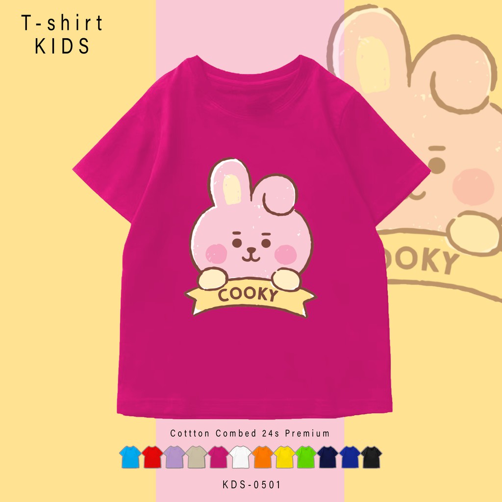 KDS0501 BT21 CUTE NAME / KAOS ANAK-ANAK / BAJU KIDS / BAHAN COMBED 24S PREMIUM