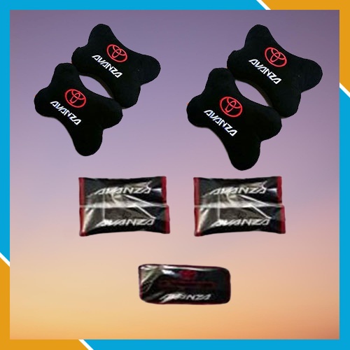 PROMO Bantal Jok Mobil Set 9 Pcs Avanza Hitam Aksesoris Bantal Leher