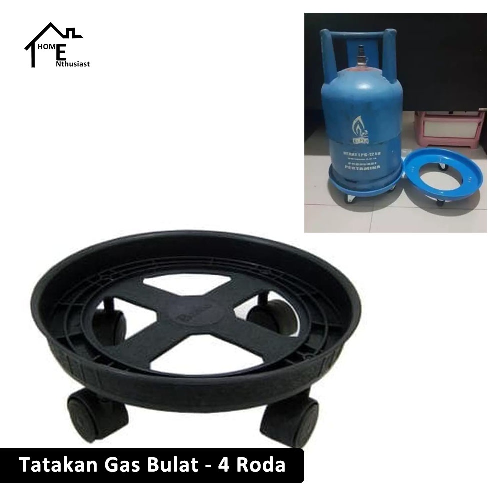 Tatakan Gas LPG / Pot Bunga / Aqua Galon 4 Roda Wadah Up To 12kg Murah [ HomEnthusiast ] - Multifung