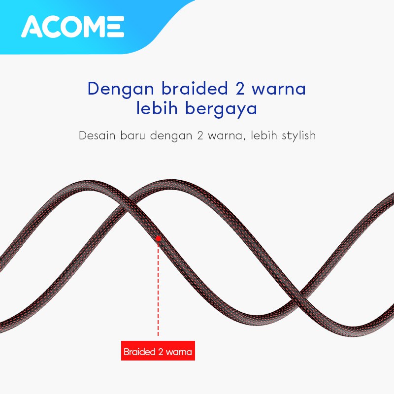 ACOME Kabel Data Micro USB 100cm cable  AiC Fast Charging Garansi Resmi 1 Thn ASM-010