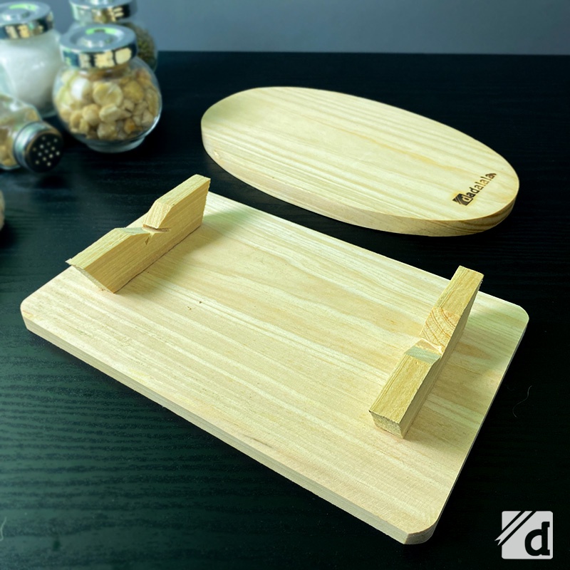 DADALALA Talenan Kayu Pinus Model Kaki Ukuran 20×14 Cm / Tatakan Sushi
