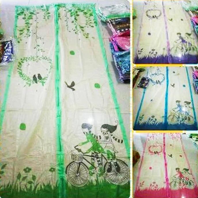 super sale Tirai Magnet Anti Nyamuk Monkey/Monyet/Onthel/Kiss/Flower/Love Bird - ONTHEL HIJAU ready