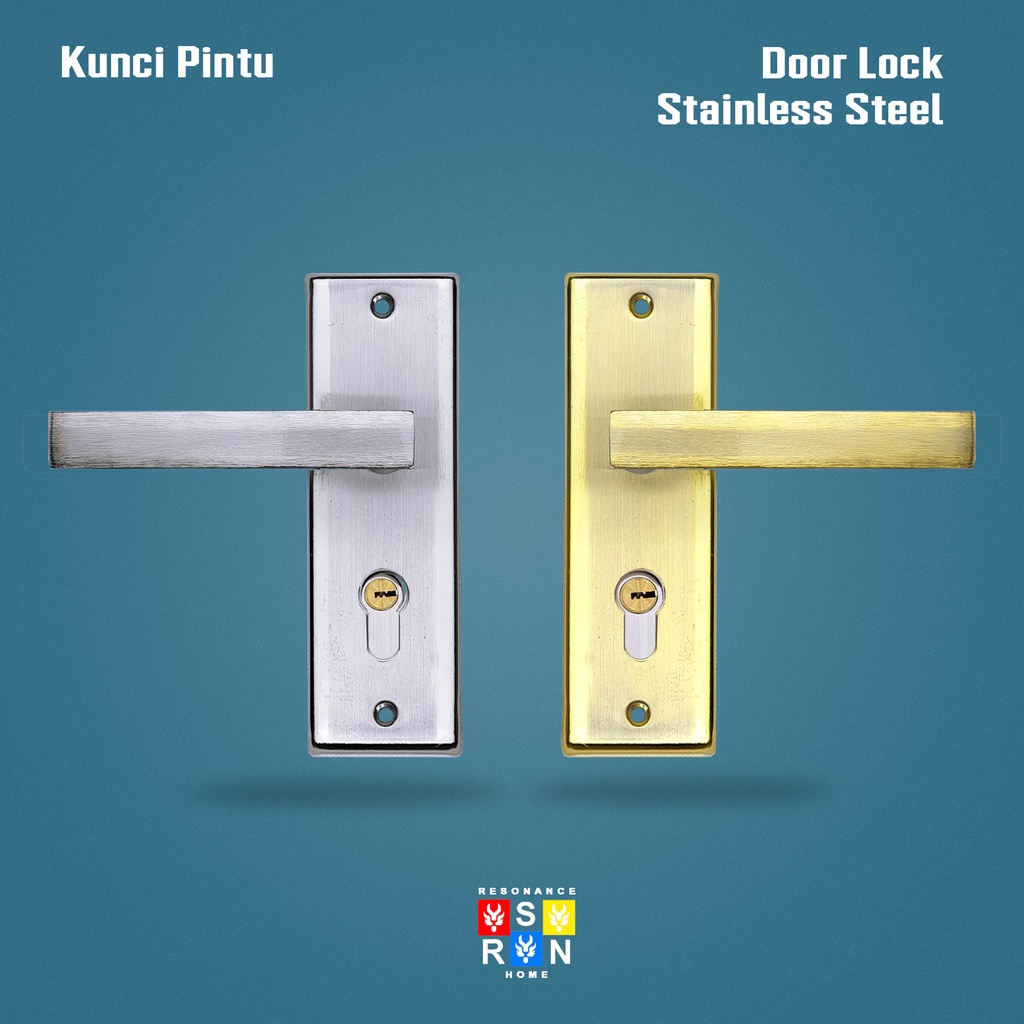 Kunci Pintu Rumah Kotak 15cm Silinder Premium Full Set l Gagang Handle Pintu Rumah I Pintu Kamar I Stainless Resonance Home