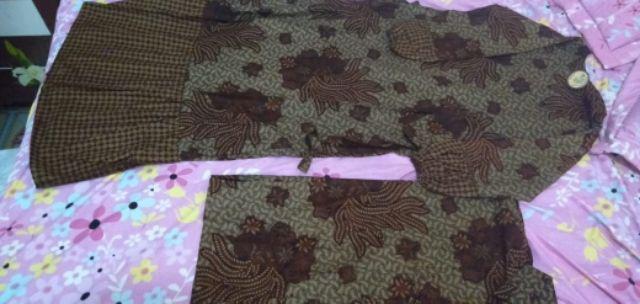 Coupel Gamis Batik Sogan Padi Kombinasi Batik Modern