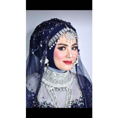 (NEW)slayer pengantin/slayer pengantin kombinasi bambu batang/slayer kipas/slayer mutiara/slayer veil mutiara/hijab slayer/slayer akad