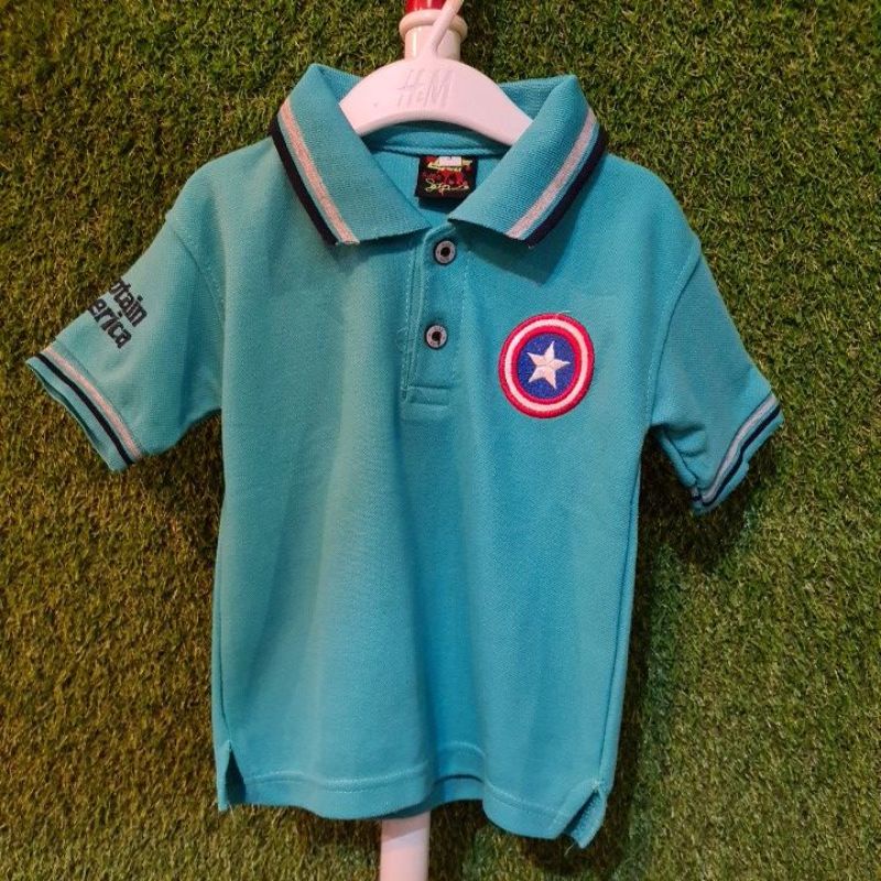 Preloved Kaos Polo Captain America Hijau Tosca