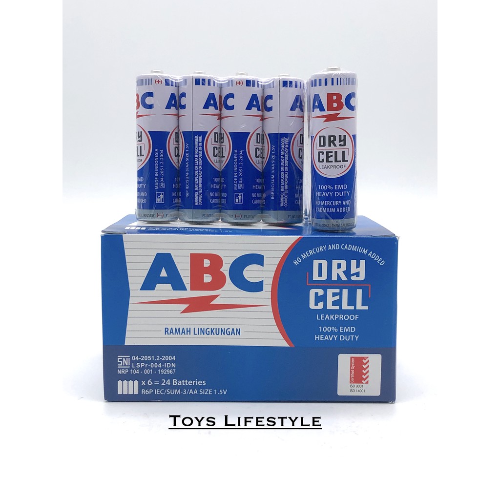 Batu Baterai ABC Biru Dry Cell AA / A2 Battery 1.5V 1 Box (24 Pcs)