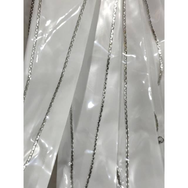 Kalung titanium warna silver motif sambungan panjanh 45cm