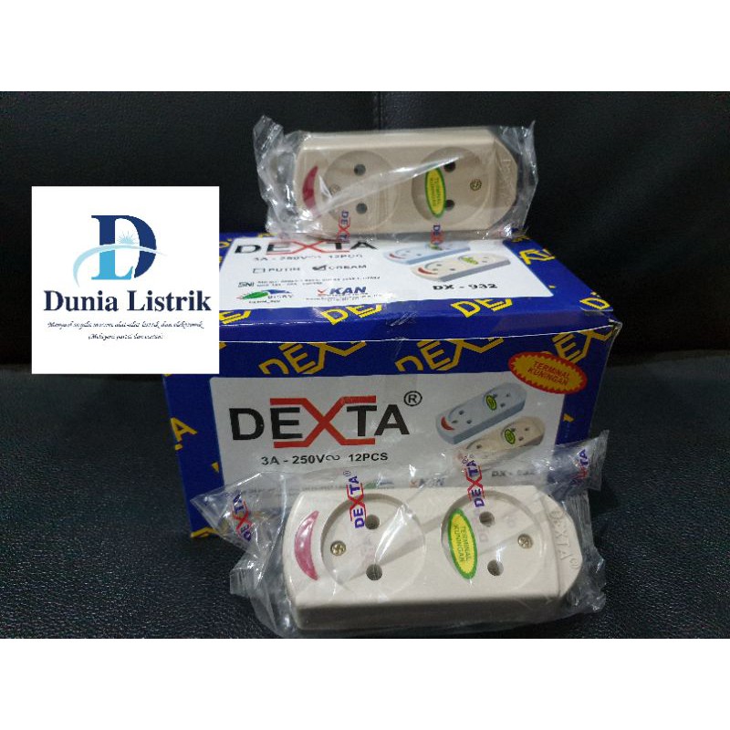 stop kontak gepeng 2 lubang merk dexta