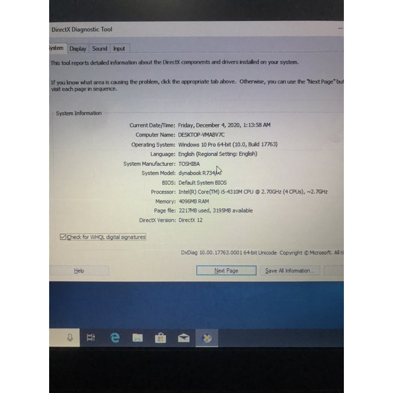 laptop toshiba dynabook r734 core i5