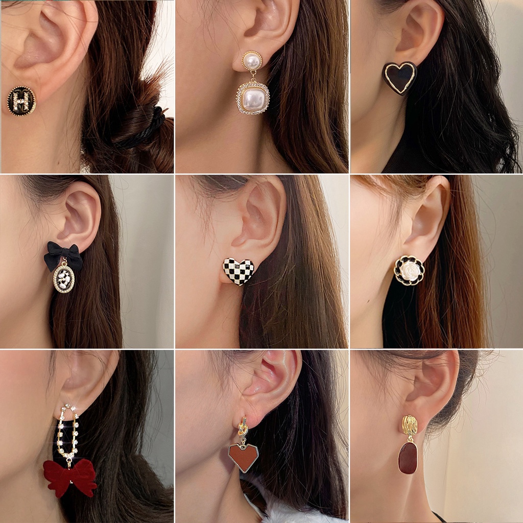 Anting Tusuk Motif Bunga Hias Mutiara Imitasi Ala Korea Untuk Wanita